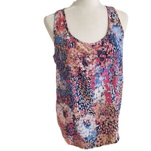 Olive & oak pink and blue print tank top M